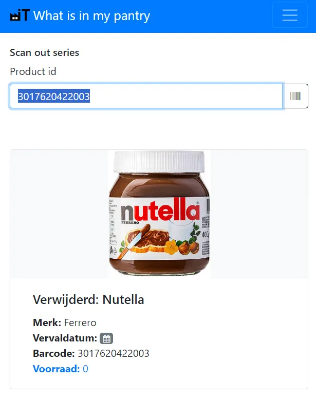 Bevestiging dat het product uit de voorraad is gehaald